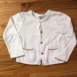 Beautiful white cardigan with gold accents!